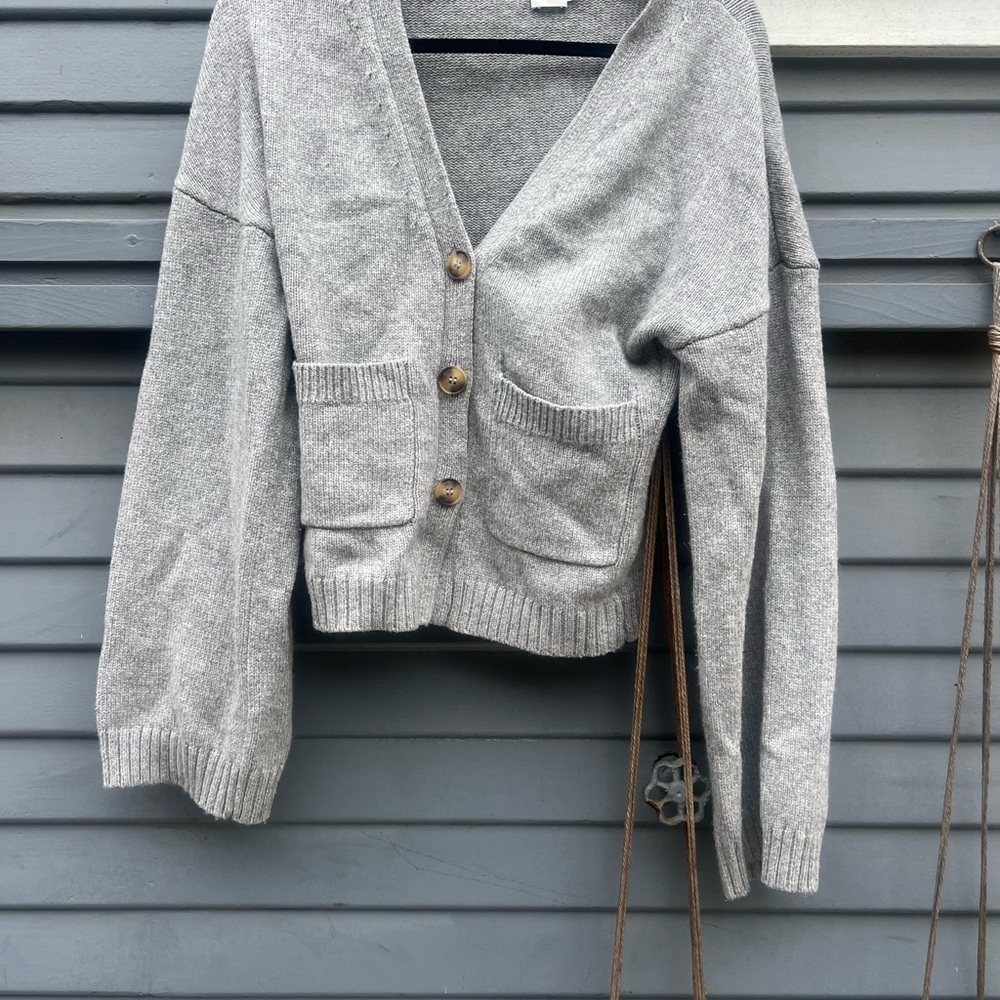 Cozy Gray Women's Cardigan with Button Detail